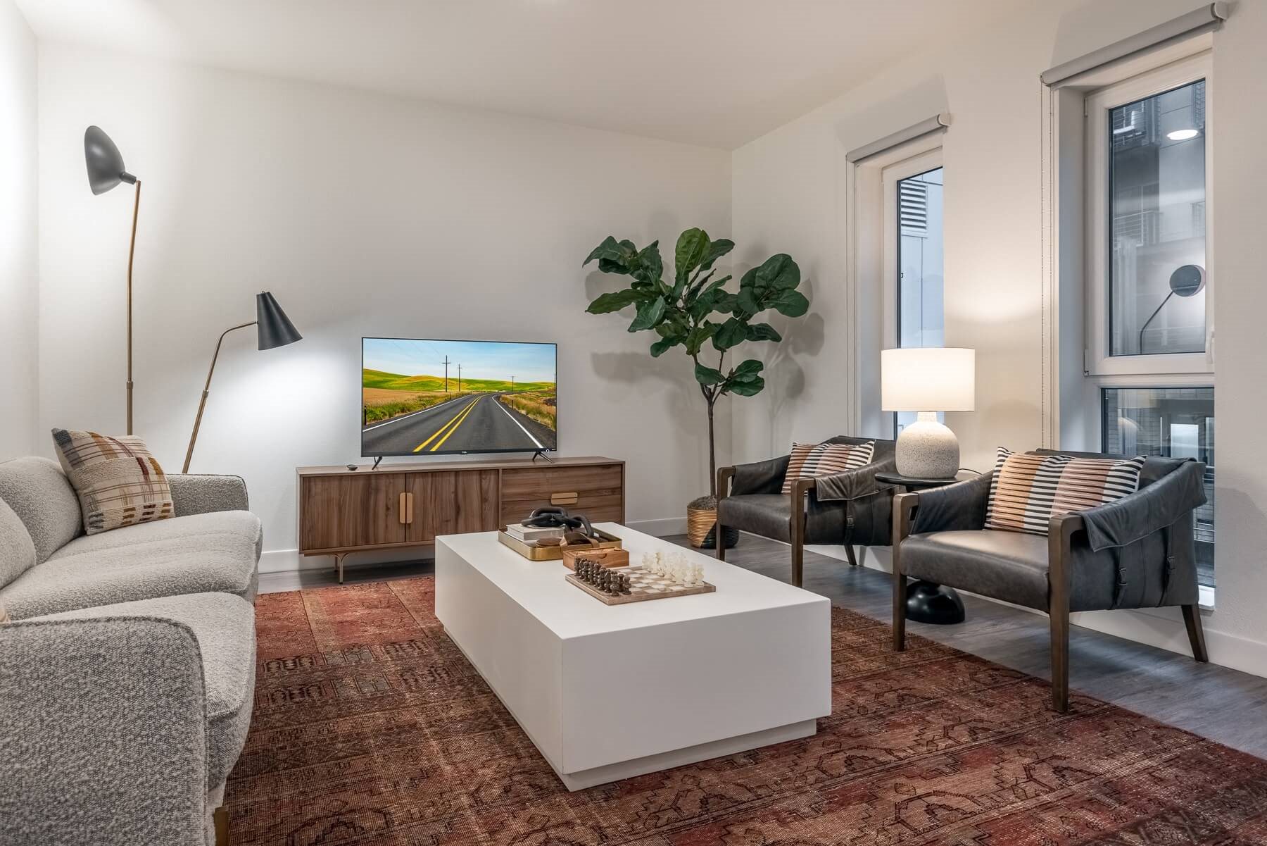 1 Bedroom Model Living Area - Coen & Columbia